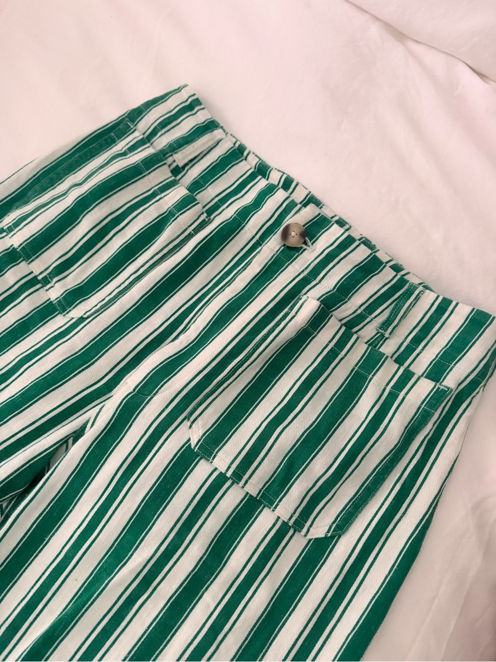 Maeve Green & White Vertical-Stripe Wide-Leg Pants - Picture 5 of 7